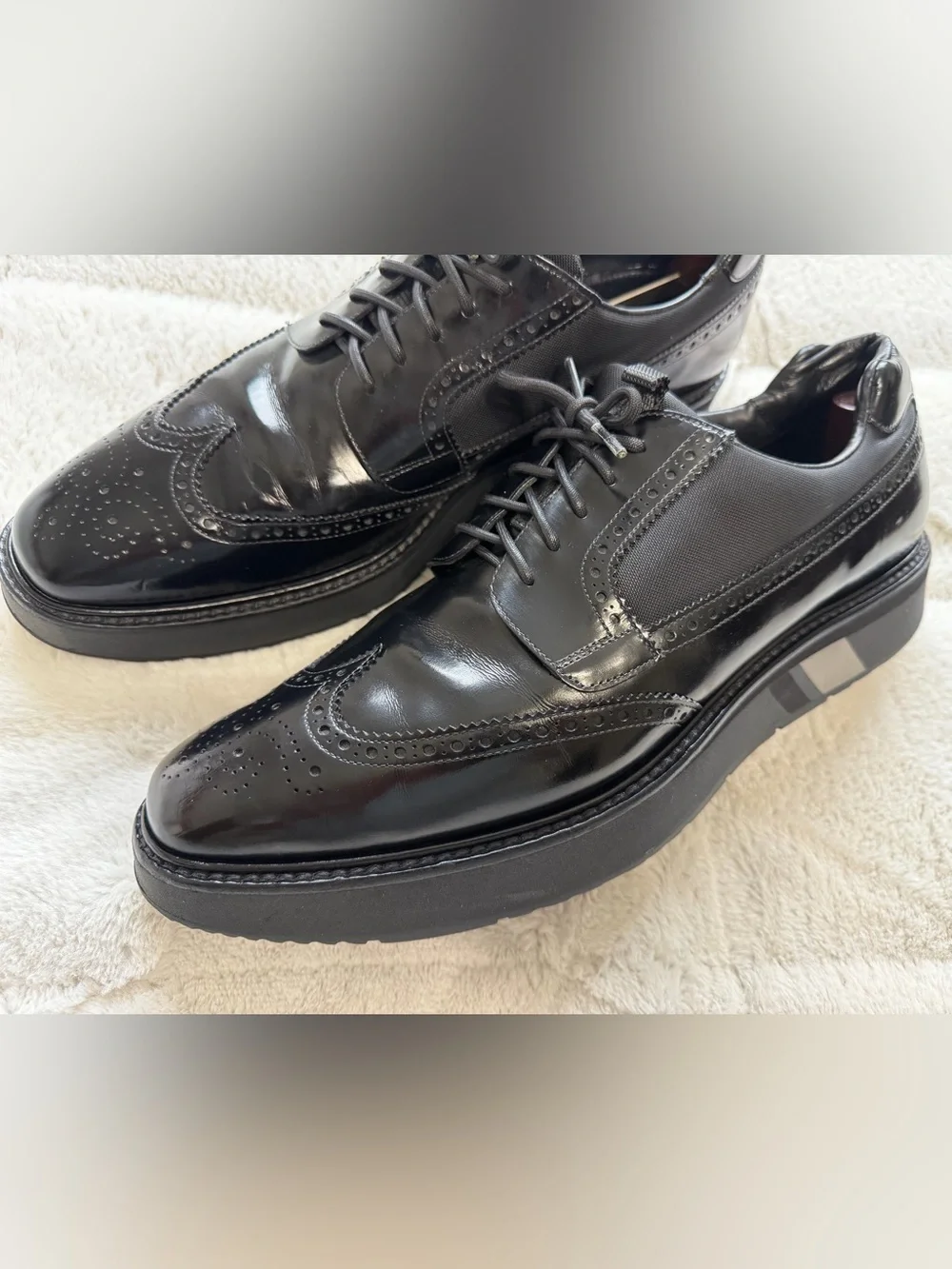 $1,150 Prada Men's Black Leather Platform Oxford Chunky Sole Brogues 11 12